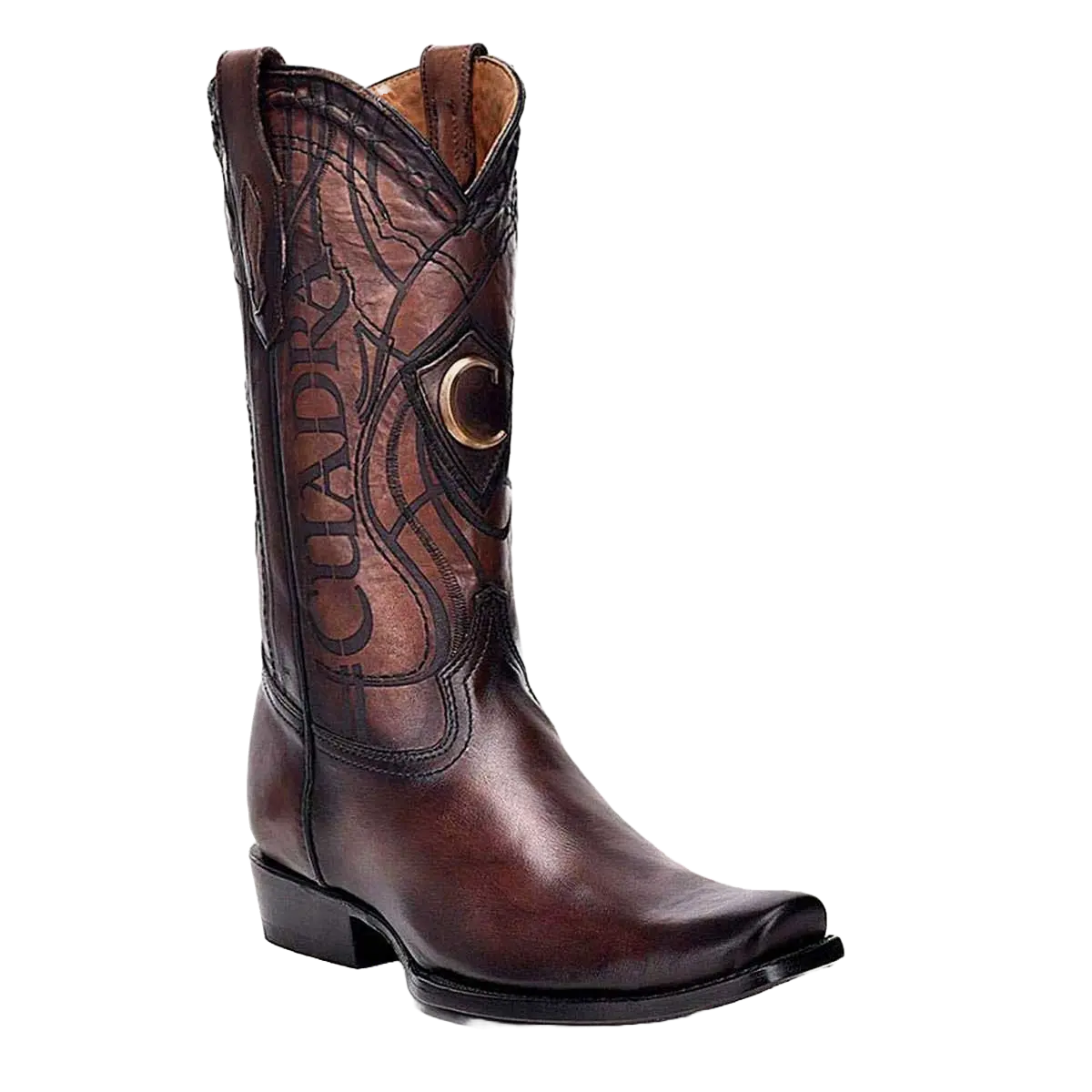 Cuadra Men's Engraved Firenze Almond Brown Leather Western Boots CU801