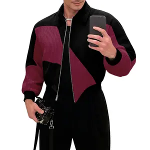 INCERUN Men's/Unisex Trendy Avant-Garde Geometric Color Block Crop Jacket | Loose Silhouette Outerwear | Trendy Streetwear, Casual Daily