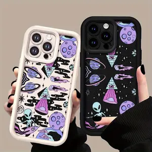 Featuring an Alien Space Pattern That Is Both Drop-Resistant  Phone cases Case Compatible with iPhone 17 Pro Max 16 16e 15 14 Plus 13 12 Mini 11 Air X XS Pattern TPU Lens Protection Durable Soft Cover Valentine's Day Gift 2D printing