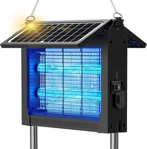 Solar Bug Zapper Outdoor, 4500V Electric Mosquito Zapper with Dual Solar Panels & USB Charging, Auto On/Off Mosquito Killer, IPX5 Waterproof Fly Trap for Backyard Patio Garden Camping