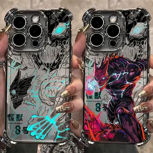 Anime Kaijus No. 8 Plating Phone Case For iPhone 17 16 15 14 13 12 11 Mini Pro Max Air X XR XSMAX & Samsung Galaxy S26 S25 S24 S23 S22 S21 FE Ultra Plus EDGE Anti-Fall Airabag Back soft transparent Cover