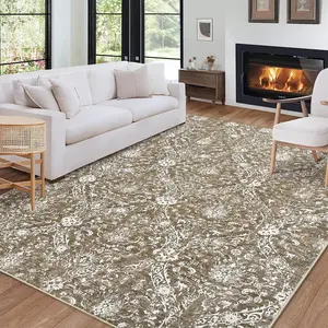 【GARVEE】Area Rug 5x7 Rugs for Living Room-Vintage Soft Rugs for Bedroom Non-Slip Carpet Machine Washable Rug for Dining Room Living Room Bedroom Office Under Table Taupe