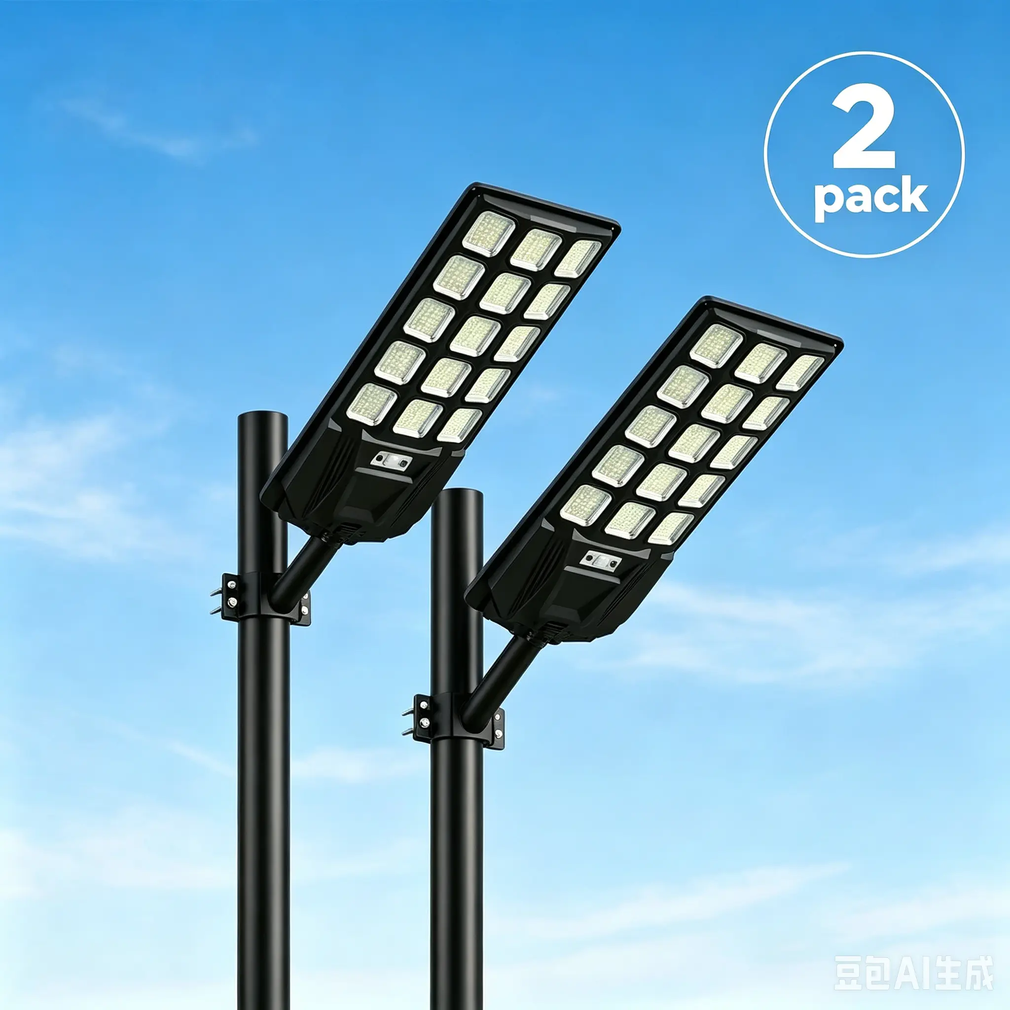 2 Pack Solar Street Light with Motion Sensor,6500W,Remote Control,IP66 Waterproof Security Light,for Wall Mount, Entryway, Driveway,Garden