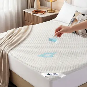 Waterproof Mattress Protector with Deep Pocket, 3D Waffle Bed Cover, Soft Organic Cotton Blend & Bamboo Viscose, Moisture-Wicking, Noiseless,mother day gift idea，High-quality mattress protector summervibes