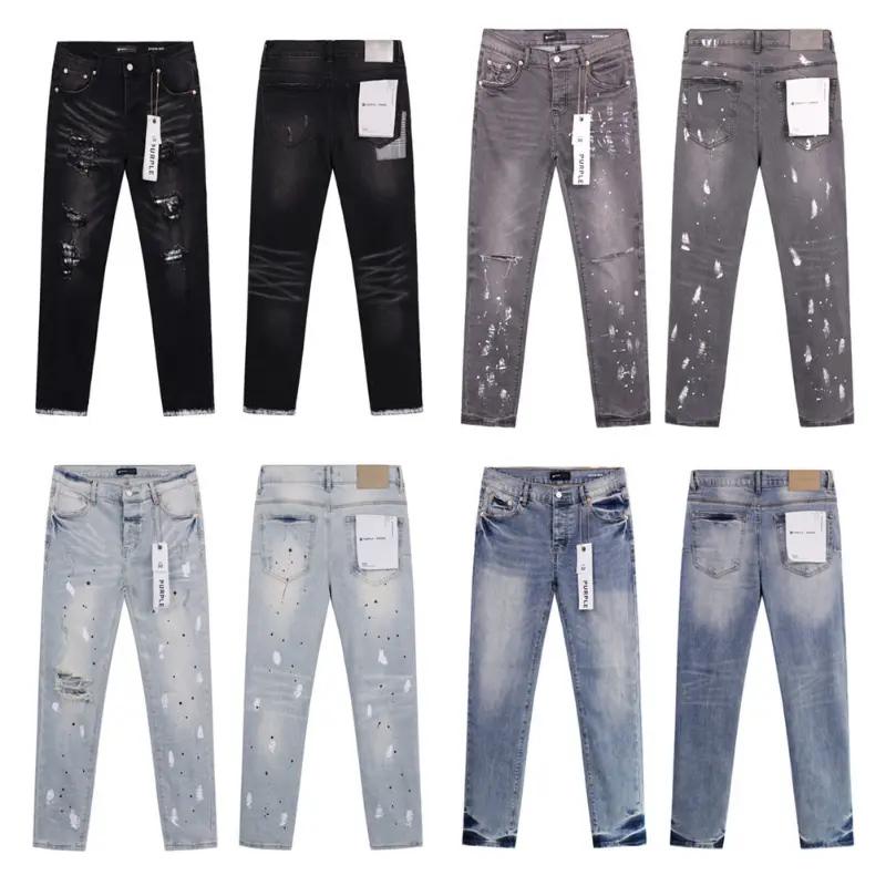 Men's Jeans High Street Black Ripped Old Foot Pants Casual Cotton Denim Fabric graduation  outfits rip frayed jean