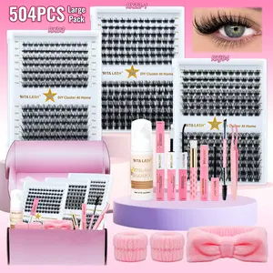 RITALASH 504Pcs Lash Extension Kit, Diy Eyelash Extensions, Individual Lashes Clusters, D Curl Eyelash Extension With Bond, Seal, and Lash Applicator Tool, For Daily Use, Party, Travel, or as a Gift