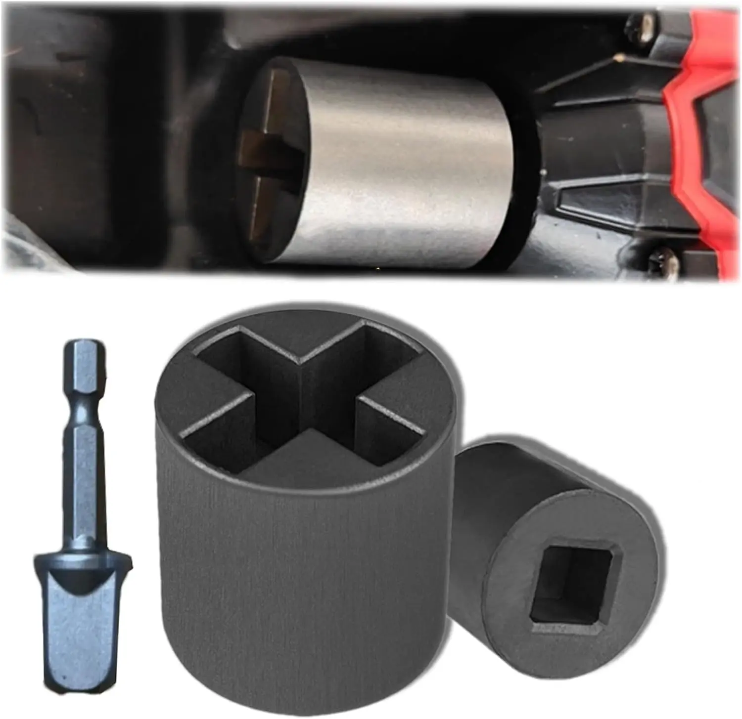 Universal Drill-Compatible Jack Socket Adapter, Heavy-Duty Scissor Car Jack Converter, Rust-Resistant Steel, Compact Durable Building Quality Easy Tire Change Tool for Car Owners, Tire Changes