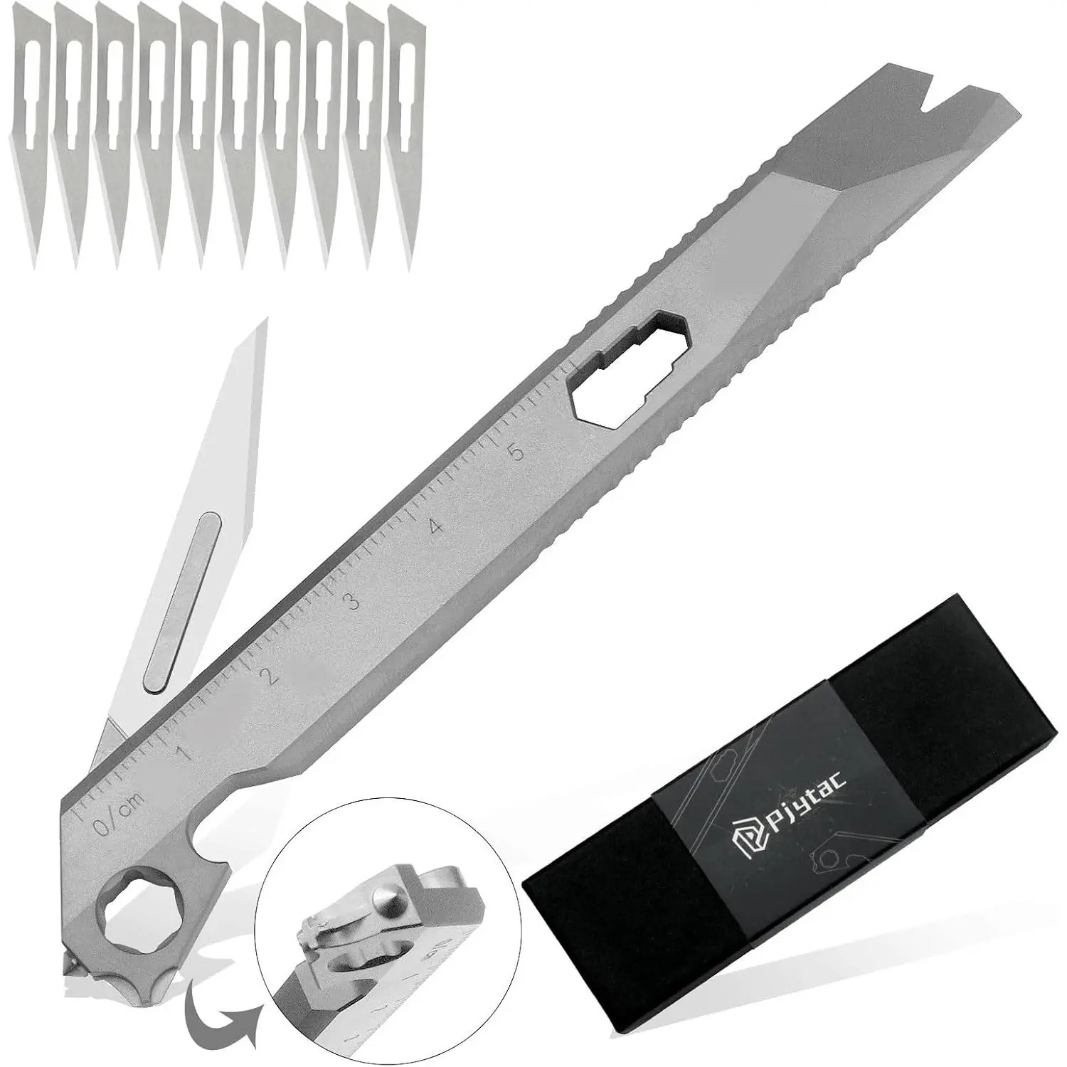 Titanium 10-in-1 Mini Pry Bar - EDC Pocket Tool with Screwdriver, Keychain, Practical Gift for Dad, Him