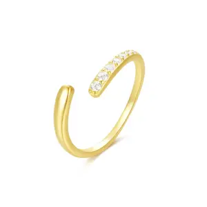 18K gold plated, 925 Silver Zircon Ring , Delicate Design, Minimalist Style, Adjustable