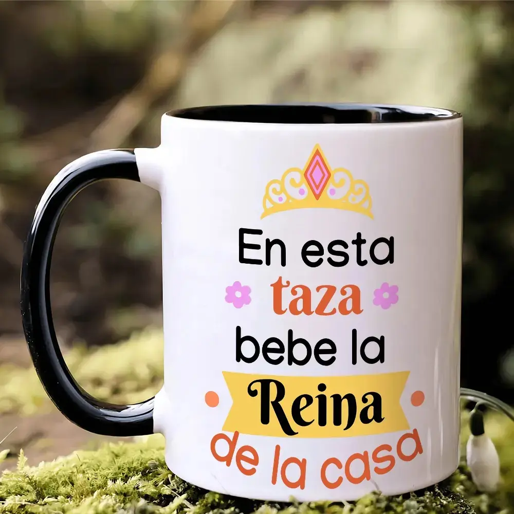 1pc 11oz Ceramic Mug - Spanish Letter Print Floral Mug for Beverage/Drink, Insulating Kitchenware Drinkware for Coffee Lovers, Hand Wash Only, Perfect for Everyday Use or Mother's Day Gift, Ceramic Mugs