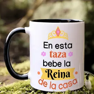 1pc, 11oz Ceramic Mug with Spanish Letter Print & Floral Design - Insulating Coffee Tea Cup, Hand Wash Only, Perfect for Everyday Use or Mother'S Day New Year Gift, Coffee Mug