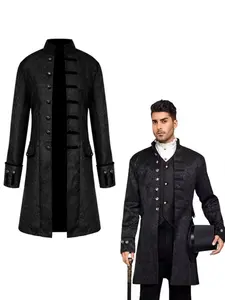 Adult Men Long Gothic Coat Steampunk Hooded Coat Dig Vampire Creator Cosplay Costumes for Halloween Festival Trench Coat