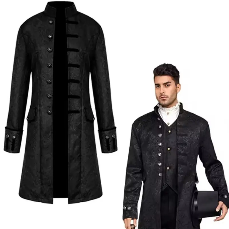 Adult Men Long Gothic Coat Steampunk Hooded Coat Dig Vampire Creator Cosplay Costumes for Halloween Outfit Festival Trench Coat Gothic Clothes Costume For Parties