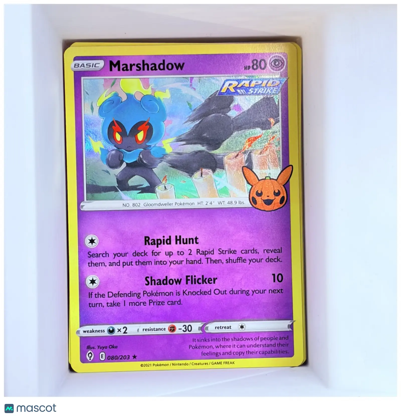 2021 Pokémon Evolving Skies Holographic Marshadow Rare Grade Non-Sports Trading Card Single #80/203