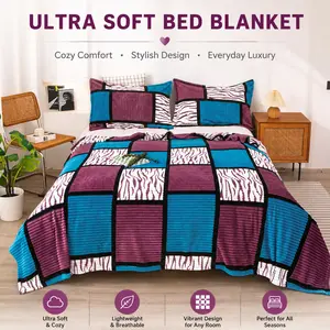 1 x multi-purpose bed blanket (pillowcase not included), ideal for naps or use in air-conditioned rooms; high-quality fleece blanket, soft and comfortable, gentle on the skin and breathable, suitable for all seasons | Extra-thick 280 gsm