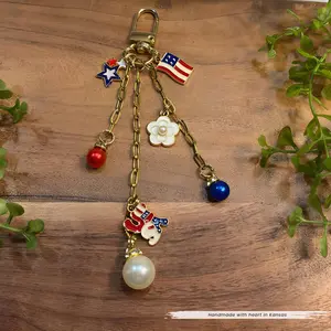 Deluxe Patriotic Purse Charm – Handmade Red, White & Blue Bag or Key Charm