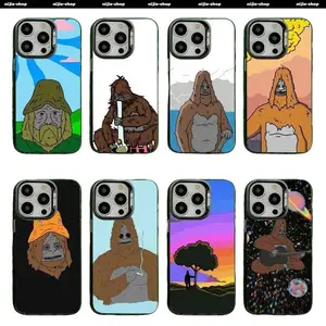 Sassy The Sasquatch Phone Case for iPhone 17 16 15 14 13 12 11 Pro Plus MAX 17E & Samsung S21 S22 S23 S24 S25 S26 Gray Matte Silicone Black Cover Protective Cellphone Smartphone animal print