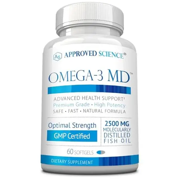 Approved Science Omega-3 MD – Triple Strength Fish Oil with 1500mg Omega-3 – High EPA & DHA for Heart, Brain & Joint Support – Burp-Free Softgels – Sustainably Sourced – 60 Softgels – Made in USA