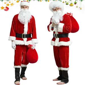 Santa Suit Adults ,10PCS Santa Costume Set, Christmas Costume, Santa Claus Costume for Male /Female/ Adults NIYPS