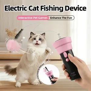 Electric Cat Teaser with Auto-Retract - Hands-Free Self-Play Wand Toy, Automatic Launcher for Indoor Cats, Rechargeable Boredom Buster for Lazy Owners