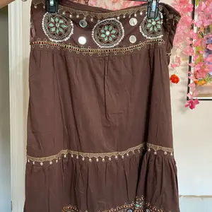 Brown Bohemian Hand Sewn Skirt Made in India - Womenswear, Bottom