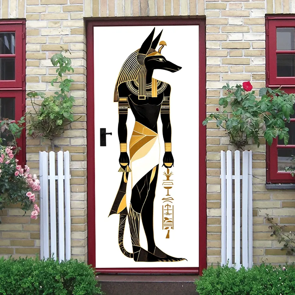 2pcs Ancient Egyptian Mythology Anubis God Wall Sticker Creative Home Decoration Living Room BedroomWall Art Decal Removable Waterproof Self Adhesive Wallpaper Exotic Cultural Theme Wall Decor Home Renov