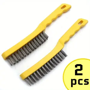 Wire Scratch Brush 2 Set, Heavy Duty Stainless Steel 11 Inch with Plastic Handle Descaling Welding Dust Bending Hand Tool, Brush Rust Remover