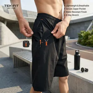 Men's Athletic Running Workout Shorts 11 Inches with Zipper Pockets - Quick Dry Lightweight Swim Trunks Perfect for Swimming Beach Vacation Outdoor Sports Gym Training Comfortable Breathable Fabric