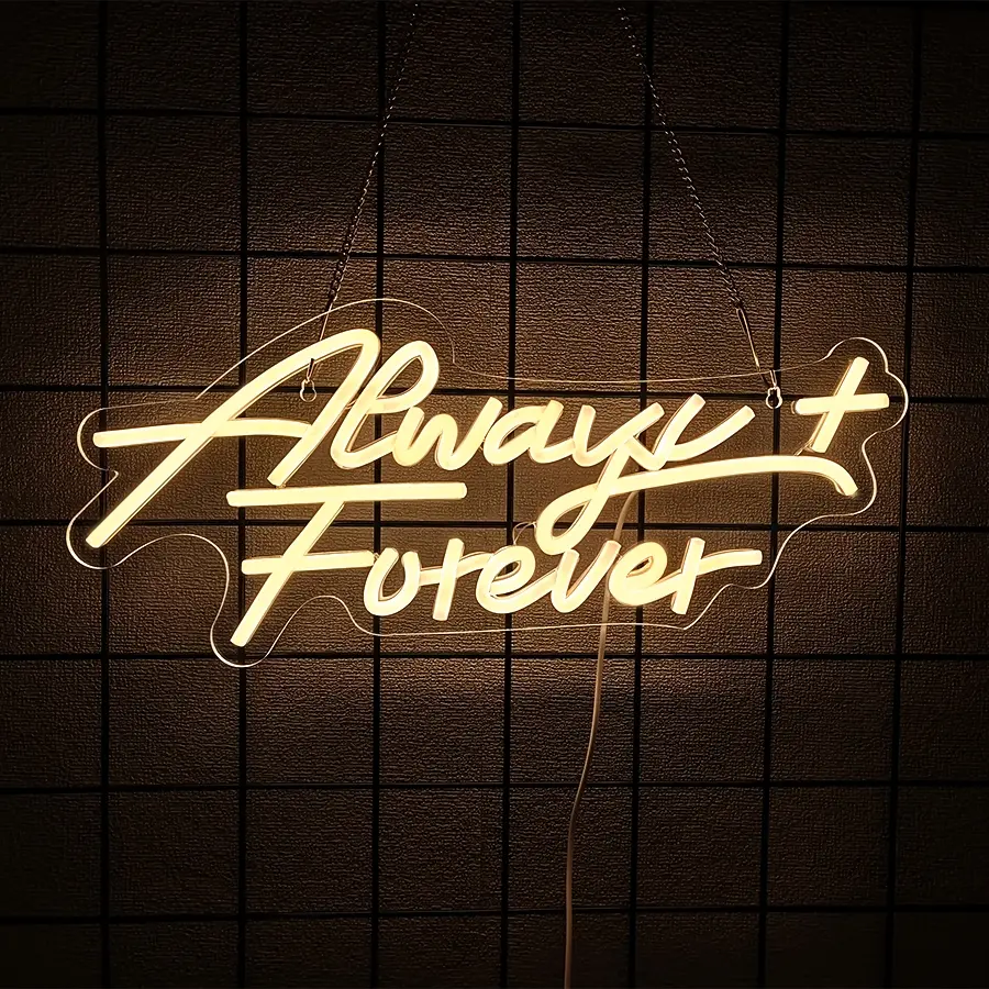 Eternal Neon Warm Letter LED Light Sign, Wall Decor for Wedding Engagement Words, Bedroom Bar Club Hotel Party Hanging, USB Powered