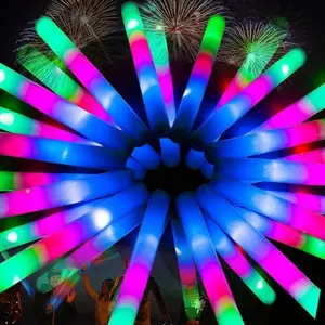 AVTCTEK Foam Glow Sticks Bulk 42/68/100/200-Pack, LED Light Up Foam Sticks with 3 Flashing Modes (Fast/Slow/Alternating), Reusable Battery Operated Party Favors for Weddings, Raves, Concerts, Birthdays, Festivals, Halloween & Glow in The Dark Parties