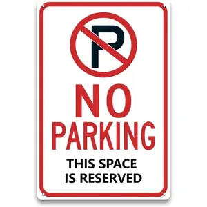 Reserved Parking Sign, 8 x 12 inch No Parking Signs Metal Aluminum, UV Protected and Weatherproof, Easy to Install, Use for Indoor and Outdoor (1pcs-White/Black/Red)
