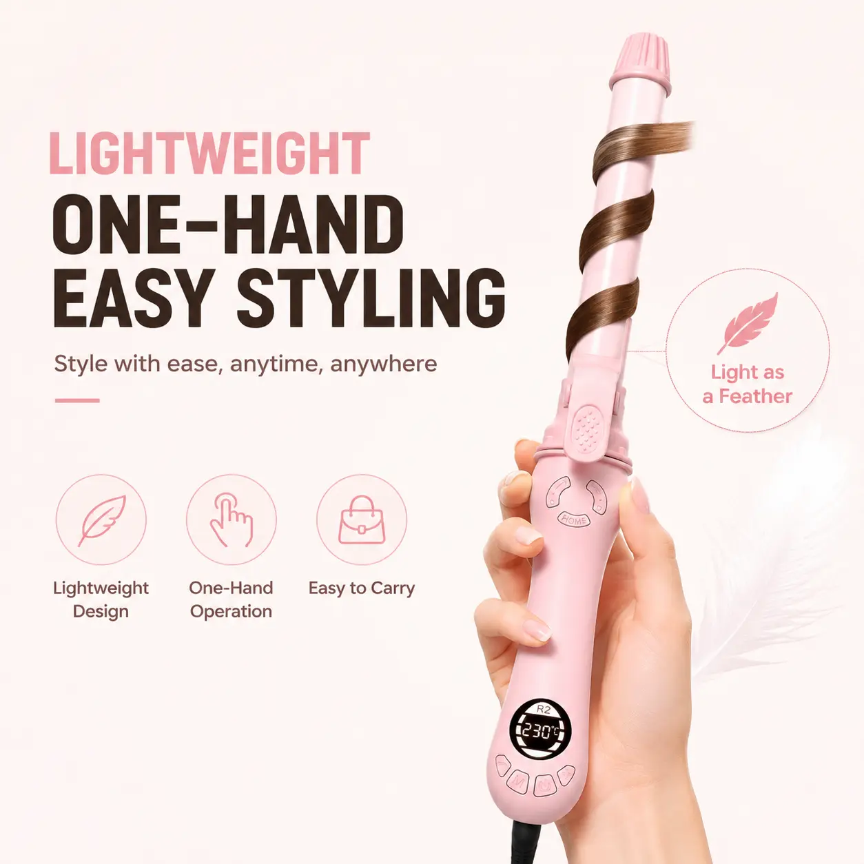 Automatic Hair Curling Iron, comfort hair curler, long hair, adjustable temp electric rotary curler, Hair Styling Tools for Home Diy Hair Styler Smooth