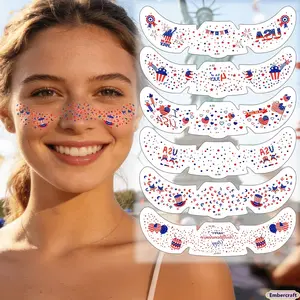 Patriotic Freckle Face Tattoo Stickers, 4th of July Temporary Makeup Tattoos for Women & Teens, USA 250th Anniversary Party Accessories for Concerts, Festivals & Summer Holiday Looks