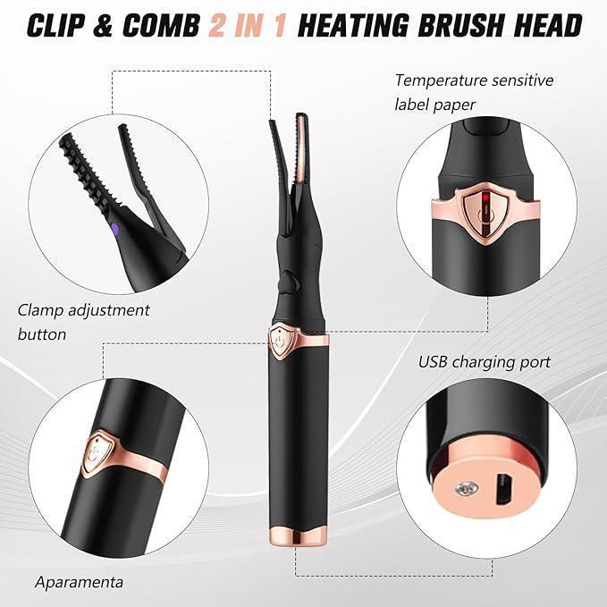 Heated Eyelash Curler, Electric Eyelash Curler Rechargeable, Portable Eyelash Curler, Mini USB Eye Lash, Quick Curling Long-Lasting, ABS Makeup Tools Gift for Women Girls
