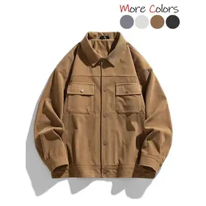 Men's Solid Color Corduroy Jacket, Loose Casual Fashion Comfy Corduroy Outerwear for Daily Outdoor Wear, Men Clothing for Spring & Fall