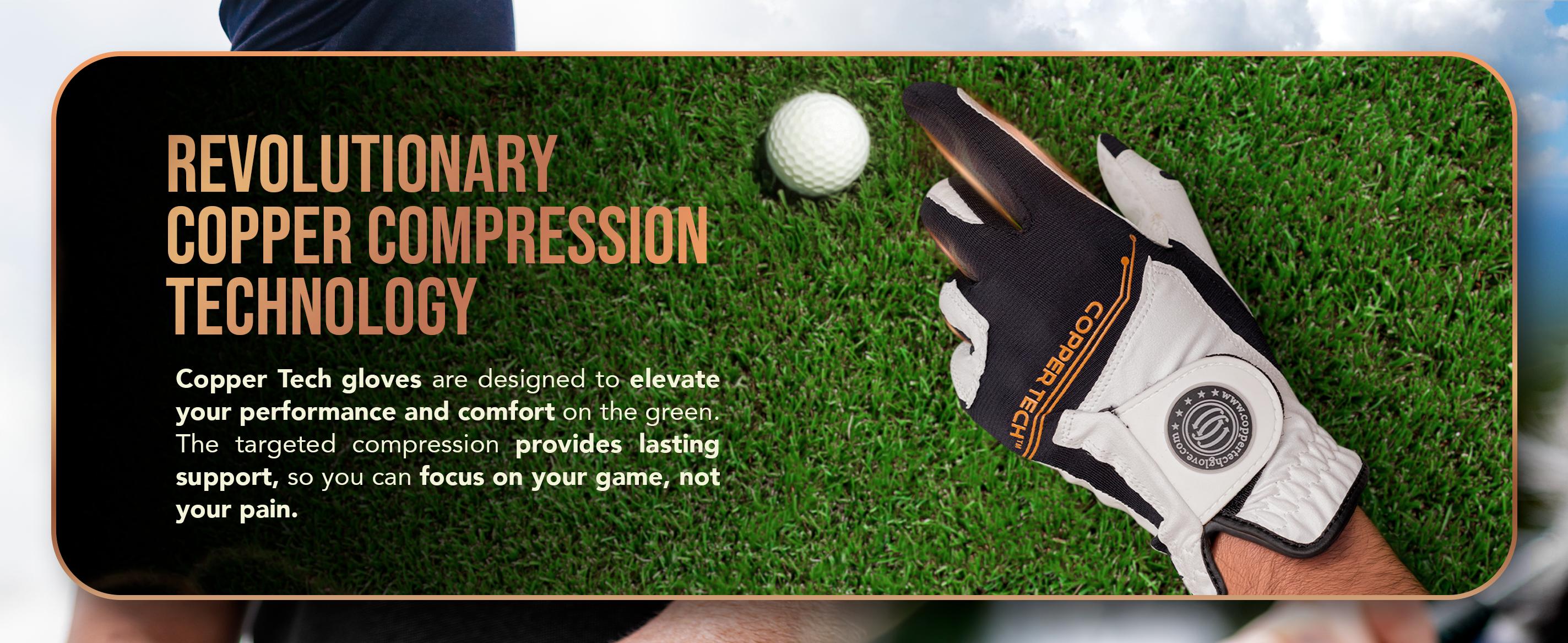 Copper Tech Men's Golf Gloves (2 Pack) - Optimal Joint Support & Comfort With Copper Compression Feature - Breathable & Tacky - Crafted With Fine AAA Leather