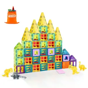 VEVOR Magnetic Tiles, 56 PCS Magnetic Animals Building Blocks for Kids, Magnet Building Set with 4 Dinosaurs, STEM Sensory Educational Construction Stacking Toys Gift for Toddlers Boys Girls Aged 3+, Colorful Stacking Blocks, Creative Building Blocks