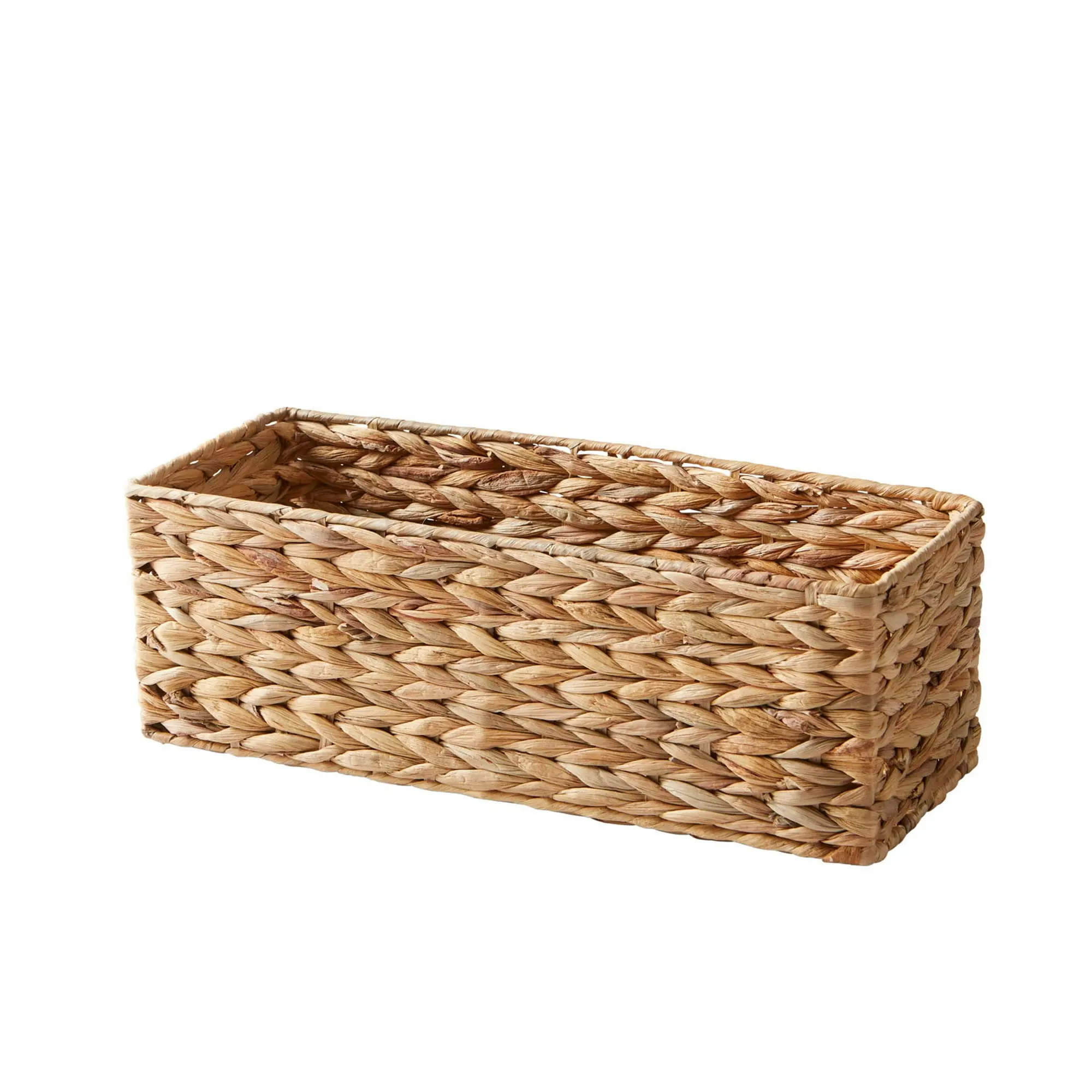 Hyacinth Woven Storage Basket, Brown - Natural Rectangular Organizer Bin for Bathroom, Pantry & Living Room - Bohemian Braided Wicker Basket, 16" Deep