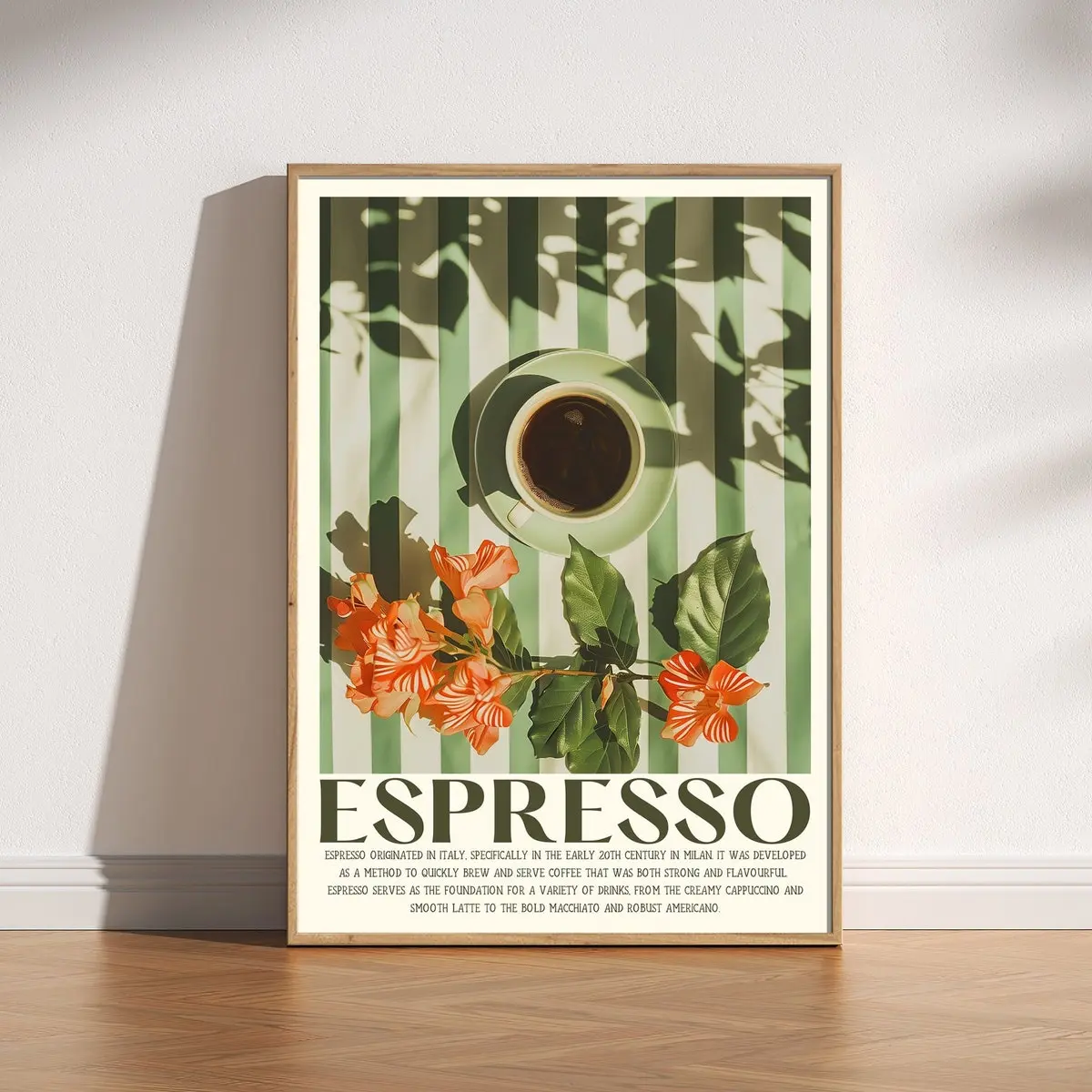 Espresso Coffee Print, Retro Vintage Kitchen Poster, Italian Coffee Art, Aesthetic Coffee Poster, Coffee Cup On Table, Cafe Art, Unframed