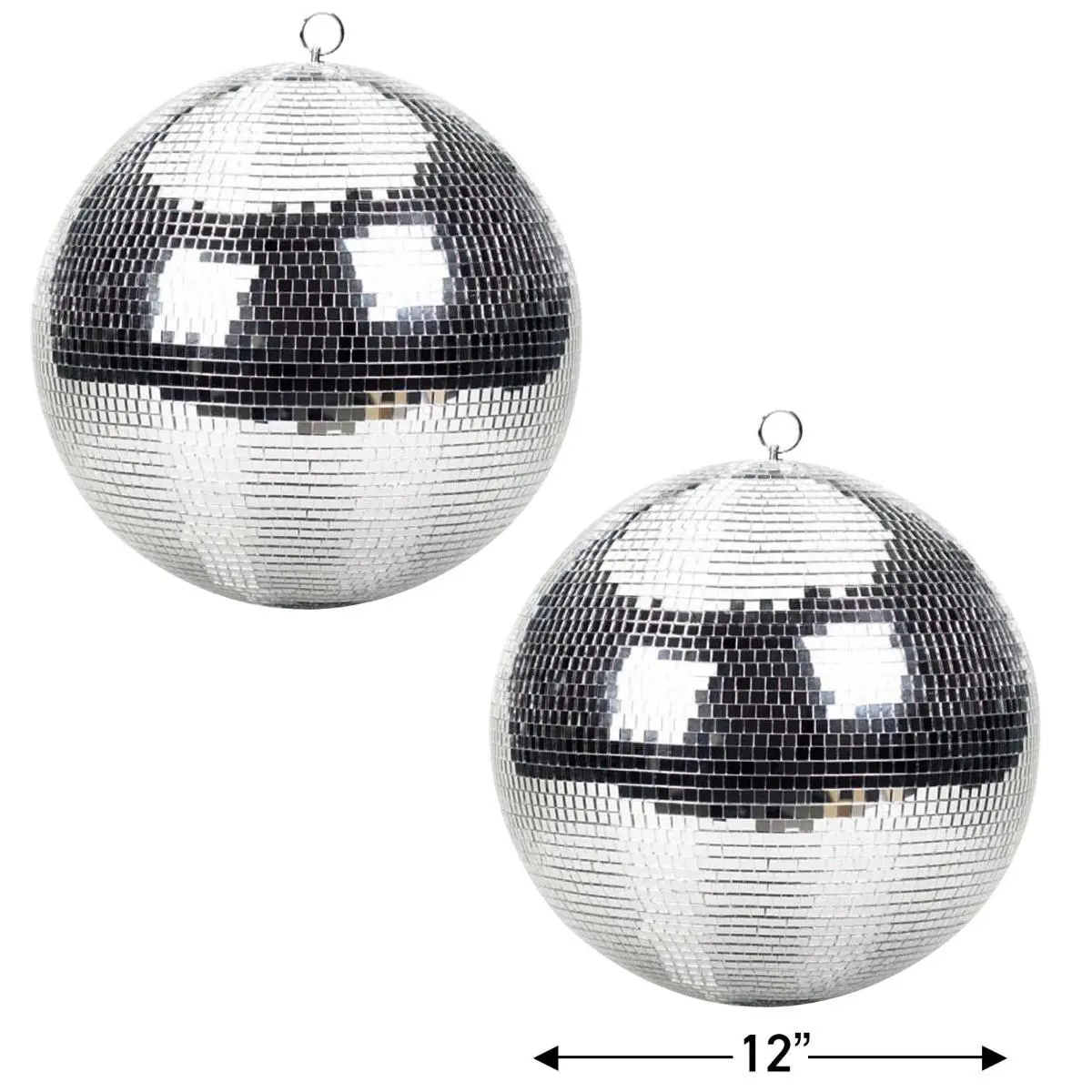 ProX MB-12 12" Mirror Ball W-ABS Core (Color Box Packaging) 2-Pack Glass Reflective Decor