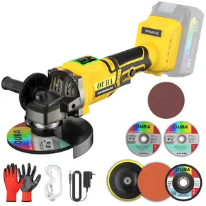 OUBA 20V Cordless Angle Grinder (Battery Not Included) - Compatible with Dewalt Batteries, 3 Speeds, LED, 4-1/2" Cutting Wheel and Flip-Up Disc