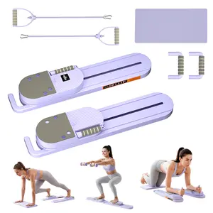 RELIFE Adjustable Split Pilates Board Multi Functional Ab Roller Trainer with Silent Wheels and Non Slip Pads 5 in 1 Home Gym Equipment for Core Arms Legs and Glutes