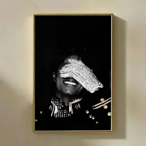 MJ Wall Art Poster, Iconic Pop Legend Glove Portrait Print, Music Icon Black Minimalist Art, Unframed