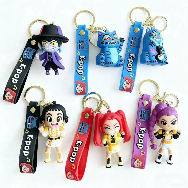 PVC Kpop Keychains Cute Rumi Zoey Mira Keychain Anime Figure Keyrings Backpack Pendant Hanging Charms Party Favor Gift llaveros
