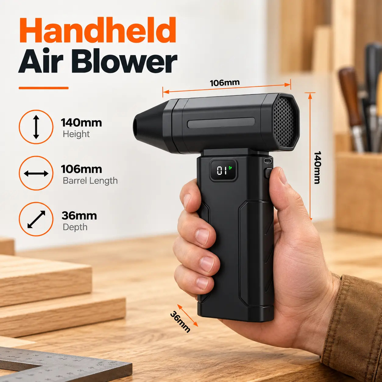 Cordless Turbo Fan Air Duster - Electric Construction Equipment Cleaner, Adjustable Levels, Keyboard Dust Removal Tool, AC Vent Dust Cleaning Gadget, Workbench Surface Dust Blower, Efficient Desktop Debris Cleaner, Essential for Construction Sites/Cars