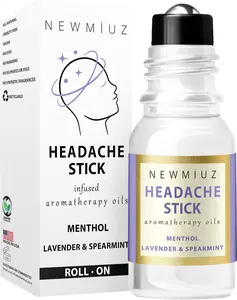 Headache Relief Roller Stick-Fast Cooling Peppermint, Lavender & Spearmint Blend for Headache & Stress | Natural Aromatherapy On-the-Go