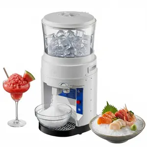 Commercial Shaved Ice Crusher Machine – 1200 lbs/hr Snow Cone Maker w/ 25L Storage Box 650W Electric Snow Cone Machine for Home, Bars, Cafes, Parties – White