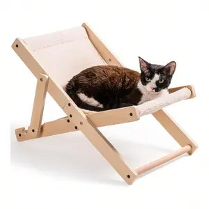 Cat Bed For Indoor Cats, Cozy Cat Hammock Adjustable Backrest Mini Beach Cat Chair Elevated Cat Sofa Couch Suitable For Small Medium Cats