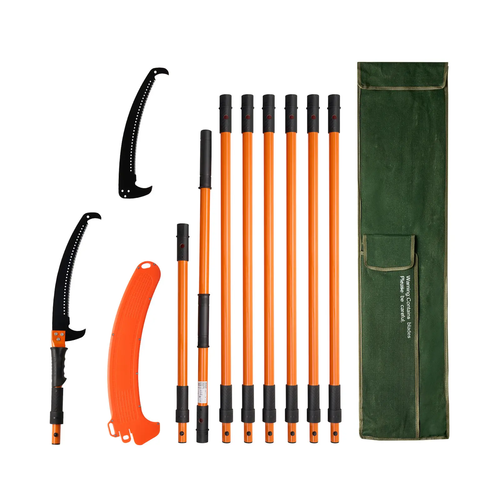 【SummerFinds】VEVOR Manual Pole Saw, 4.46-26.4 ft Extendable Tree Pruner, Sharp 65Mn Steel Blade, Lightweight Fiberglass Handle Pole, Two Double-Hook Saws for High Branch Trimming, Pruning Tool for Palms, Shrubs