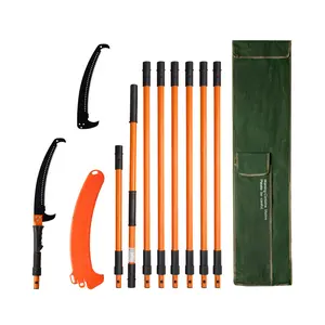 【Summervibes】VEVOR Manual Pole Saw, 4.46-26.4 ft Extendable Tree Pruner, Sharp 65Mn Steel Blade, Lightweight Fiberglass Handle Pole, Two Double-Hook Saws for High Branch Trimming, Pruning Tool for Palms, Shrubs